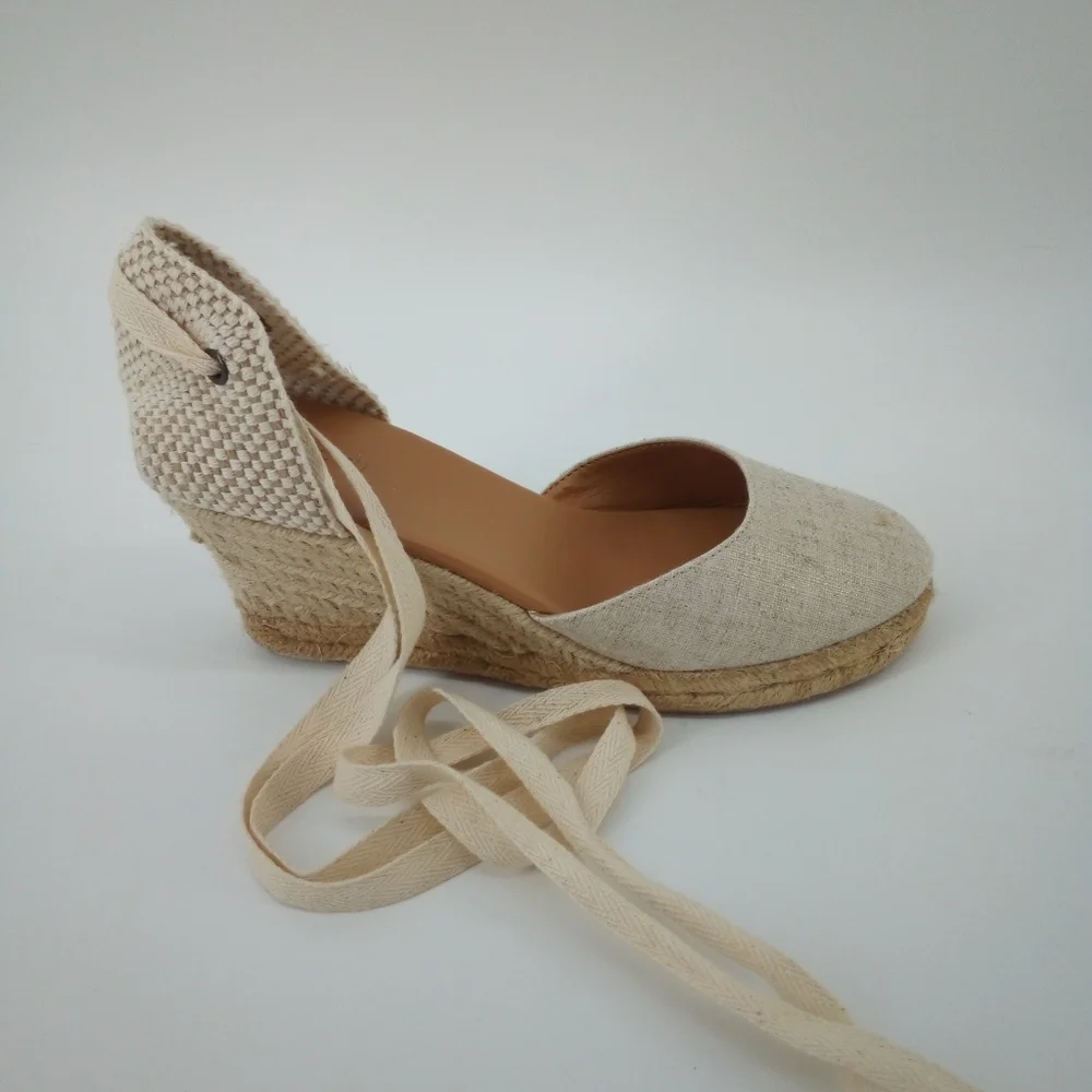 J.Crew Round Toe Espadrills Wedges Natural 8.5
